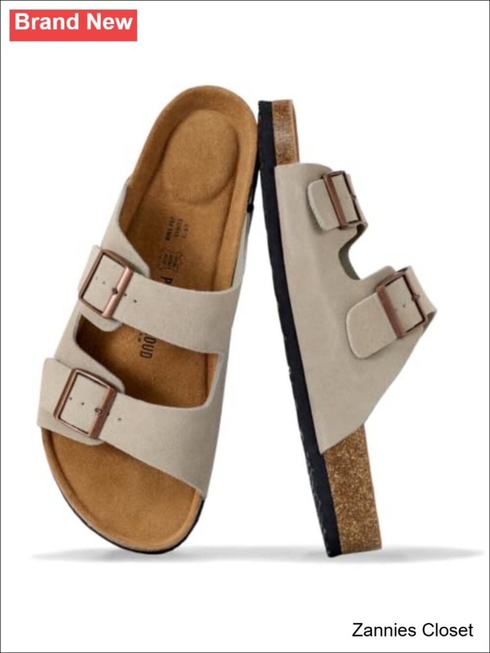 ✨ Project Cloud Mens Genuine Leather Cork Footbed Slide Sandals